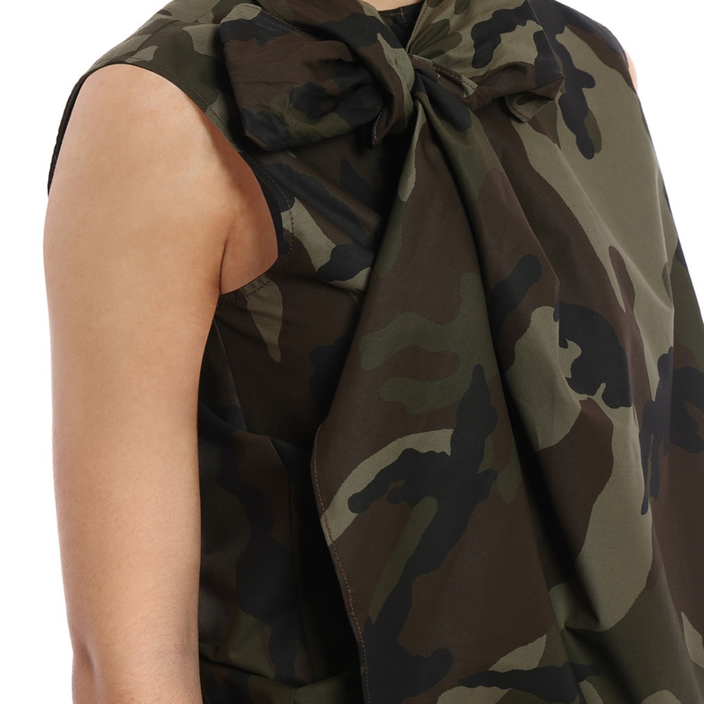 Mm6 Maison Margiela Camouflage Sleeveless Wrap Top with Bow - Size 44 IT - Picture 3 of 15